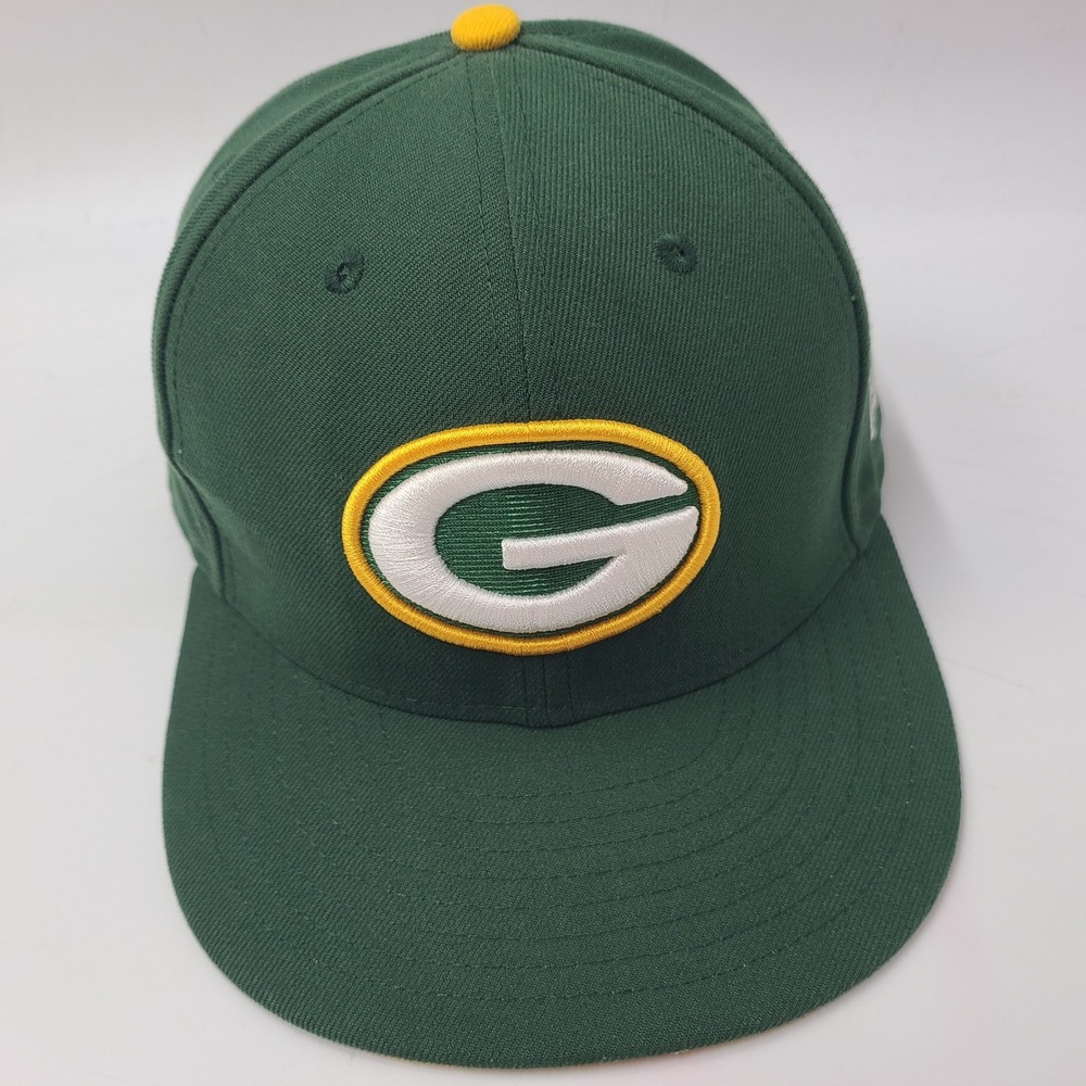 Green Bay Packers Hat Fitted 7 1/2 New Era 59Fifty Green Yellow NFL Football Men